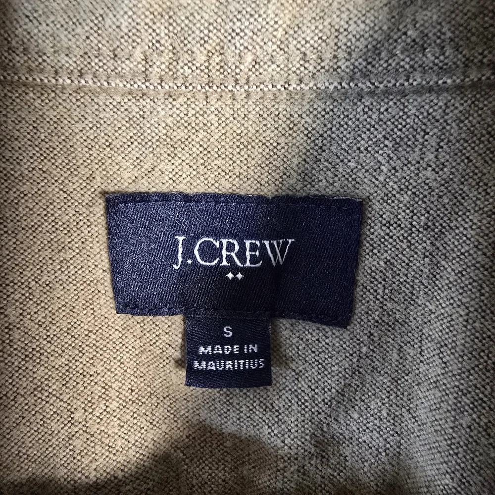 J.Crew Tan Button Down Shirt w/ Brown Elbow‎ Patches Size Small Preppy Classic